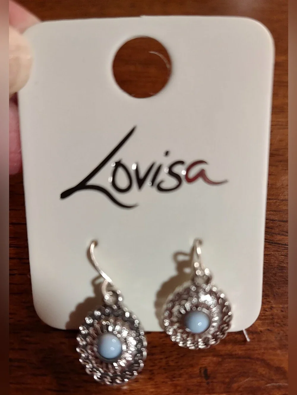 Lovisa Silver-Tone Drop Earrings with Sky Blue Cabochon